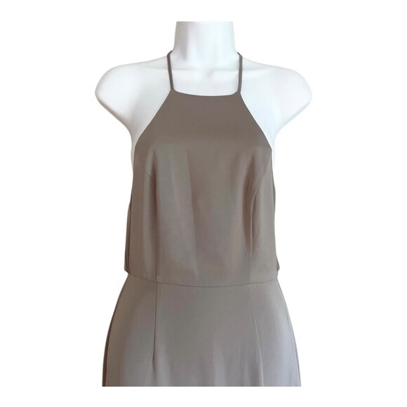 NWT Lovers Friends Dark Grey Satin Sheyla Gown Halter High Slit - Picture 5 of 6